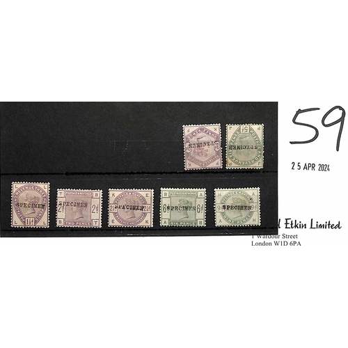 59 - 1883-84 1½d, 2d, 2½d, 6d and 9d Handstamped 