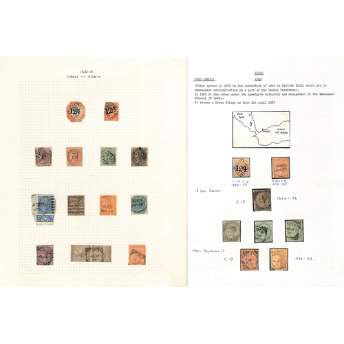 356 - India used in Aden. QV-KGV Covers and cards (6), stamps and pieces (164) including 