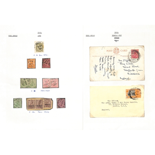 356 - India used in Aden. QV-KGV Covers and cards (6), stamps and pieces (164) including 