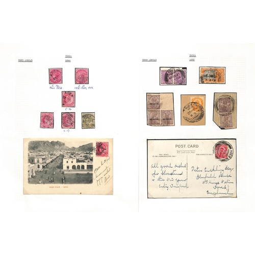 356 - India used in Aden. QV-KGV Covers and cards (6), stamps and pieces (164) including 