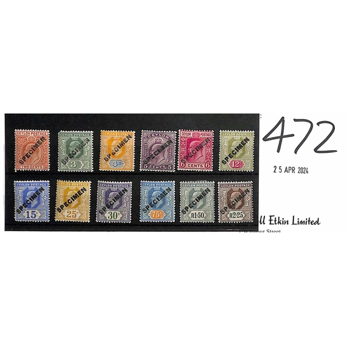 472 - 1904-05 Multiple Crown CA 2c - 4c, 12c - 2.25r and 1908 5c, 6c all handstamped diagonal 