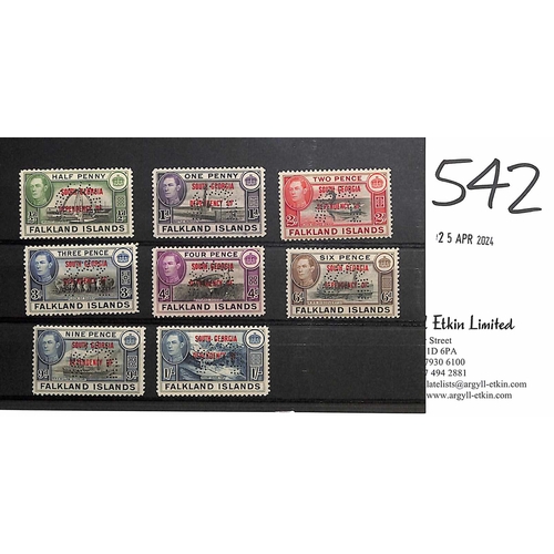 542 - South Georgia. 1944 ½d - 1/- Set of eight perfined 