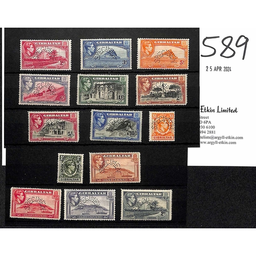 589 - 1938-51 ½d - £1 Set of fourteen perfined 