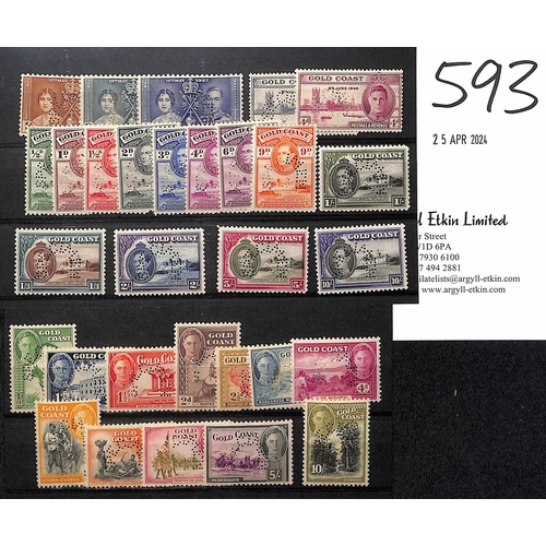 593 - 1937-48 KGVI Specimen sets comprising 1937 Coronation set, 1938-43 ½d - 10/- set of thirteen, 1... 