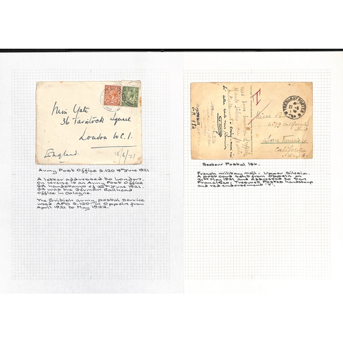 584 - Upper Silesia. 1921 Covers and cards comprising Aug. 19th cover franked G.B ½d + 1½d cance... 