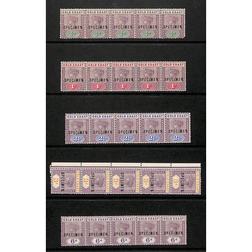 591 - 1898 ½d, 1d, 2½d, 6d and 2/- Horizontal strips of five, and 3d vertical strip of five, all... 