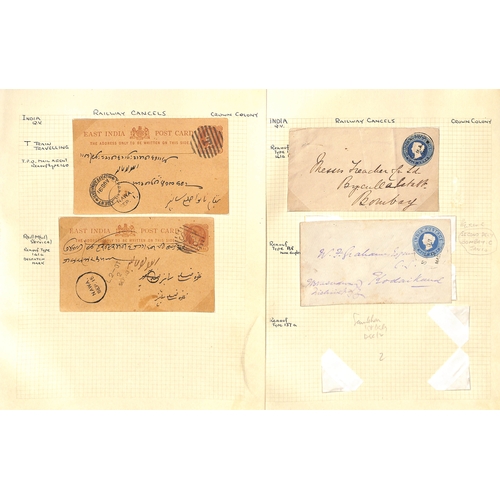 622 - Railways/T.P.Os. c.1860-1912 Covers and cards (25), stamps and pieces (7), mainly QV ½a native ... 