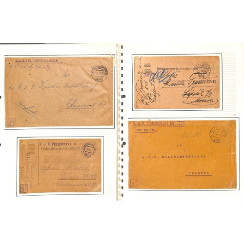 307 - Austria. 1914-18 Covers and cards from soldiers in hospital in various parts of the Austro-Hungarian... 