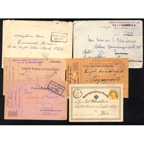 307 - Austria. 1914-18 Covers and cards from soldiers in hospital in various parts of the Austro-Hungarian... 