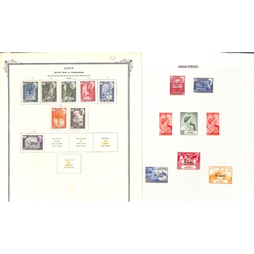 361 - 1937-64 Aden and Aden States including 1939-48 sets mint and used (2), 1951 10/- on 10r block of fou... 