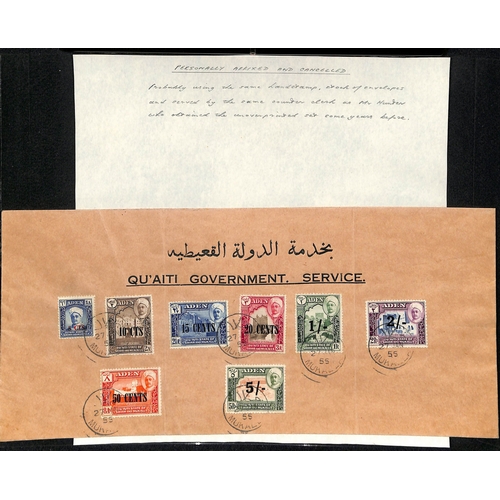 361 - 1937-64 Aden and Aden States including 1939-48 sets mint and used (2), 1951 10/- on 10r block of fou... 