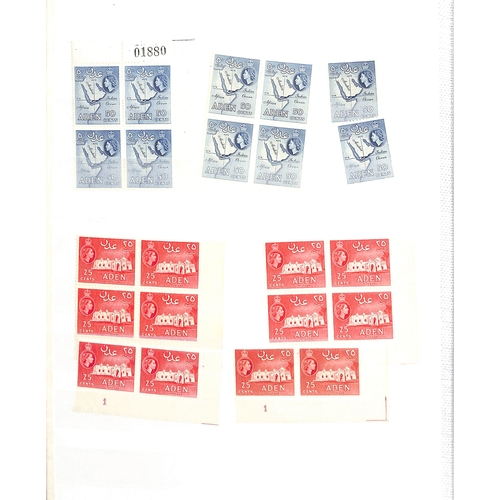 361 - 1937-64 Aden and Aden States including 1939-48 sets mint and used (2), 1951 10/- on 10r block of fou... 