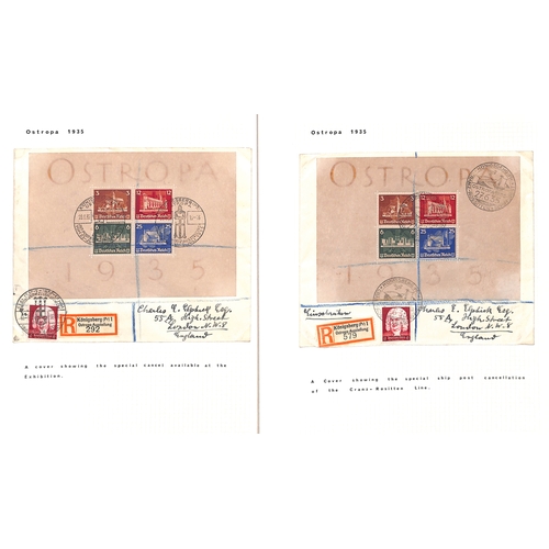 574 - Ostropa 1935. Registered covers posted from the Ostropa exhibition to London, both franked with the ... 