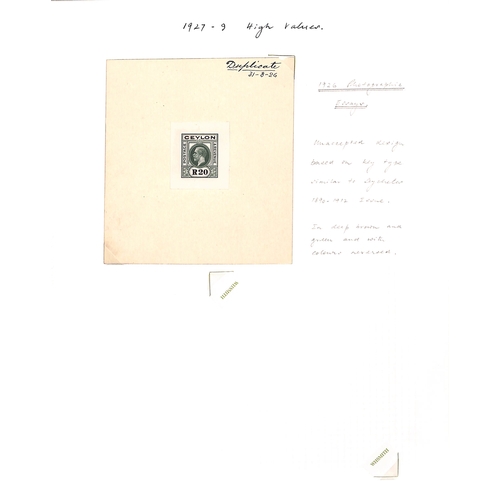 491 - 1926 20r Photographic essays of an unadopted design, one in green with the duty plate in brown, the ... 