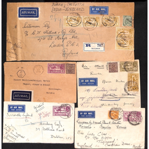 431 - 1929-37 Air Mail covers (28) and a front, virtually all commercial covers to Europe, Indian stamps w... 