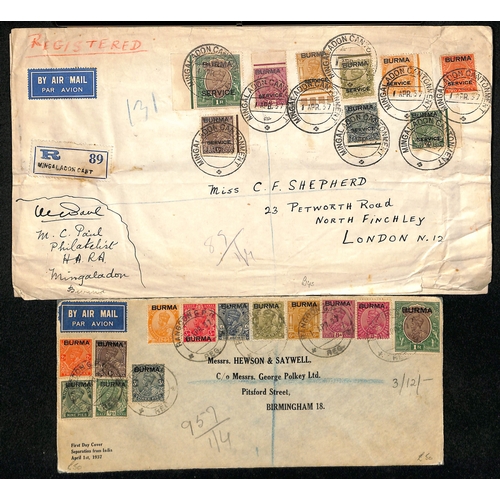 434 - 1937 (Mar 31 / Apr 1) Air Mail covers to G.B (6) or India, two with India stamps posted on the final... 