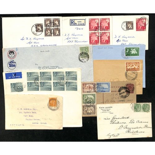 357 - 1905-63 Covers and cards including 1955-59 covers with Aden stamps cancelled at Maalla, Skeikh-Othma... 