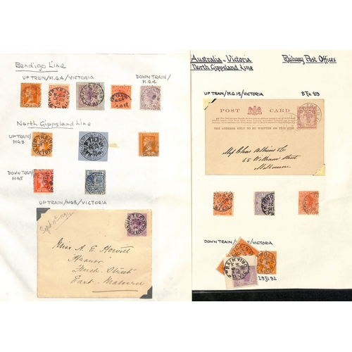 372 - Victoria - T.P.Os. 1889-1907 Covers or cards (8), also stamps and pieces (c.100) all with T.P.O canc... 