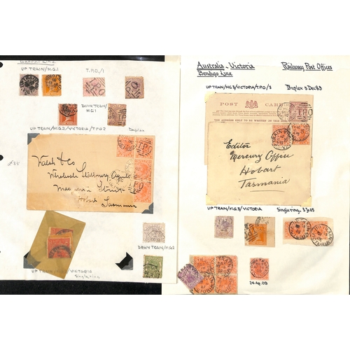 372 - Victoria - T.P.Os. 1889-1907 Covers or cards (8), also stamps and pieces (c.100) all with T.P.O canc... 