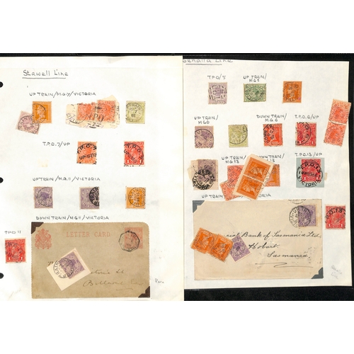 372 - Victoria - T.P.Os. 1889-1907 Covers or cards (8), also stamps and pieces (c.100) all with T.P.O canc... 