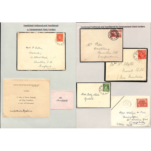 376 - 1916-46 Mourning covers including 1930 cover to London with the stamp washed off and boxed 