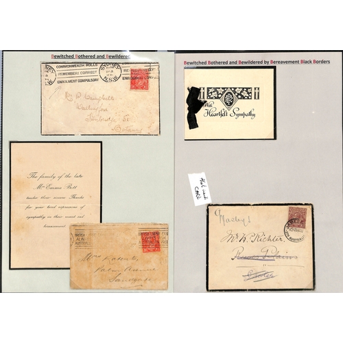 376 - 1916-46 Mourning covers including 1930 cover to London with the stamp washed off and boxed 