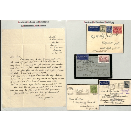 376 - 1916-46 Mourning covers including 1930 cover to London with the stamp washed off and boxed 