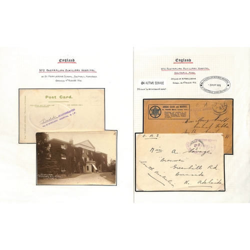 377 - 1915-18 Covers and cards to or from Australian soldiers in G.B (6) or Egypt, including scarce oval 