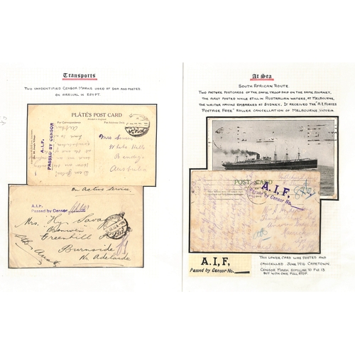 378 - Transport Ships. 1914-18 Covers and cards from Transports, most with unnumbered censors, various typ... 