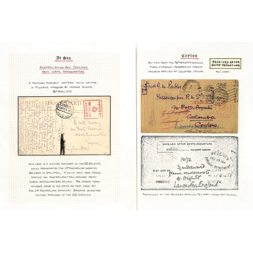 378 - Transport Ships. 1914-18 Covers and cards from Transports, most with unnumbered censors, various typ... 