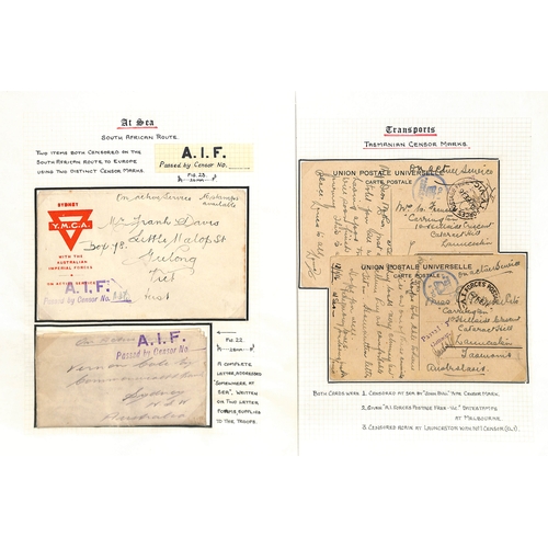 378 - Transport Ships. 1914-18 Covers and cards from Transports, most with unnumbered censors, various typ... 