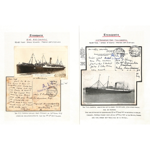 380 - Transport Ships. 1915-16 Covers and cards with 