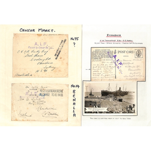 380 - Transport Ships. 1915-16 Covers and cards with 