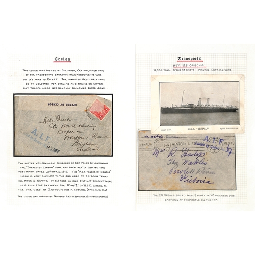 380 - Transport Ships. 1915-16 Covers and cards with 