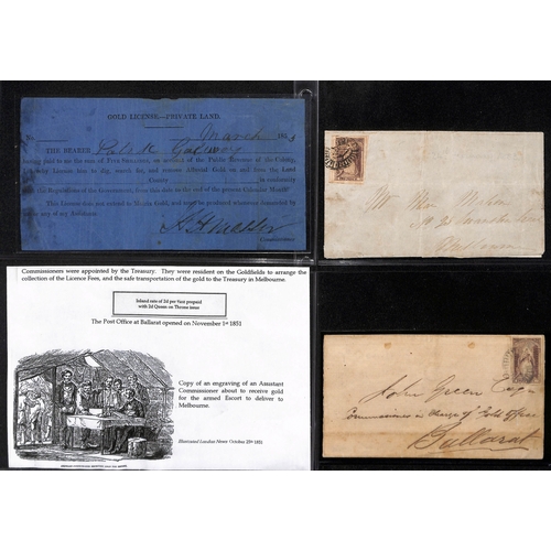 297 - 1853-74 Covers (6, two with letters) and entire letters (3) from Victoria (8) or South Australia, th... 