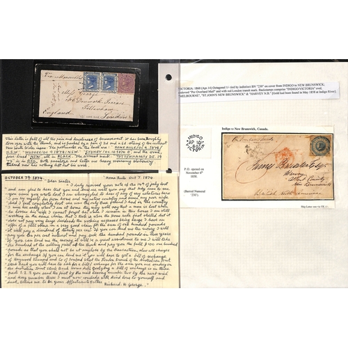 297 - 1853-74 Covers (6, two with letters) and entire letters (3) from Victoria (8) or South Australia, th... 