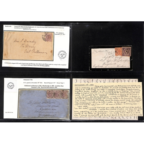 297 - 1853-74 Covers (6, two with letters) and entire letters (3) from Victoria (8) or South Australia, th... 