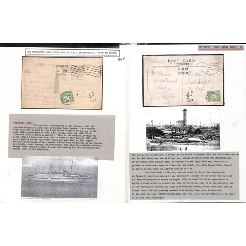 300 - G.B - Southampton. 1914-16 Stampless covers and cards posted by troops at Southampton, two cards cha... 