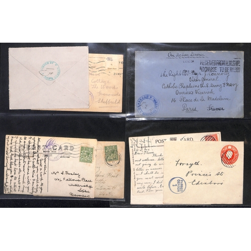 302 - G.B - Naval Mail. 1914-18 Covers and cards, various naval censor cachets and postmarks including nam... 