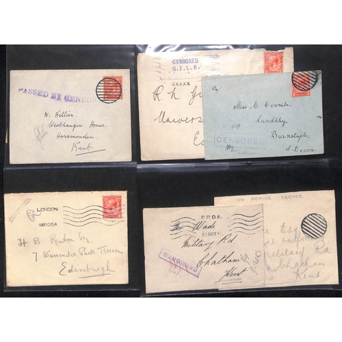 302 - G.B - Naval Mail. 1914-18 Covers and cards, various naval censor cachets and postmarks including nam... 