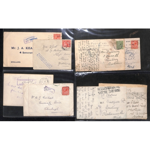 302 - G.B - Naval Mail. 1914-18 Covers and cards, various naval censor cachets and postmarks including nam... 