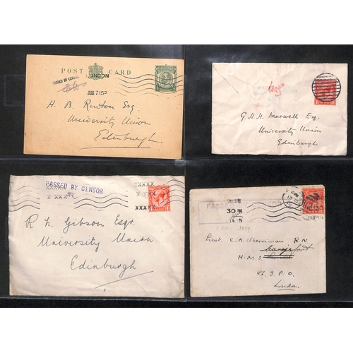 302 - G.B - Naval Mail. 1914-18 Covers and cards, various naval censor cachets and postmarks including nam... 