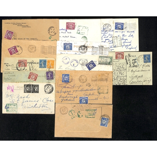 255 - 1908-80 Covers and cards, most with due stamps including 1½d brown, etc. (95).