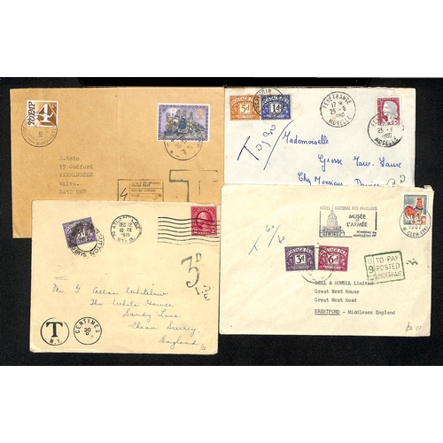 255 - 1908-80 Covers and cards, most with due stamps including 1½d brown, etc. (95).