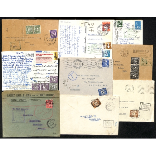 255 - 1908-80 Covers and cards, most with due stamps including 1½d brown, etc. (95).