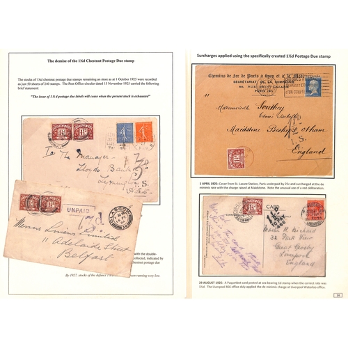 257 - 1½d Charges & Due Stamps. 1921-36 Covers and cards with 1½d charges or showing the use of ... 