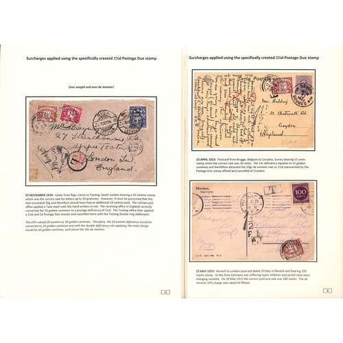 257 - 1½d Charges & Due Stamps. 1921-36 Covers and cards with 1½d charges or showing the use of ... 