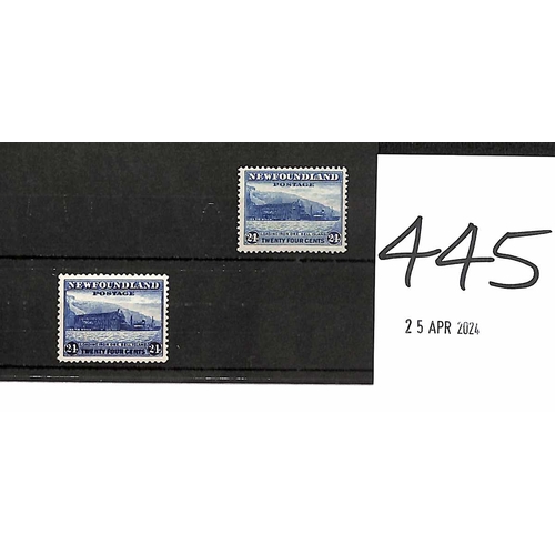 445 - Newfoundland. 1932 24c Bright blue, perf 13½, variety doubly printed, superb unmounted mint. S.... 