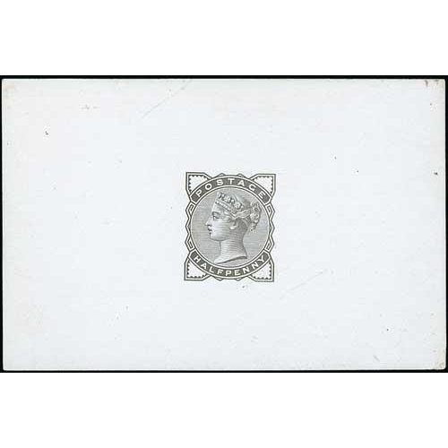 107 - ½d Die Proof in black on white glazed card, 92x60mm. S.G. £1,500. Photo on Page 24.