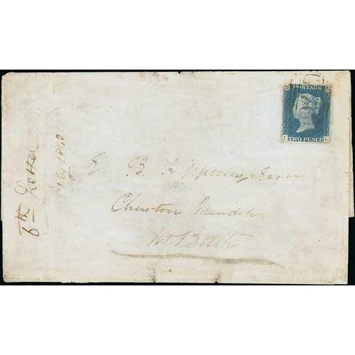 18 - 1844 (Sep 29) Entire from Taunton to Bath bearing an 1840 2d blue (cut into at upper left corner) ca... 